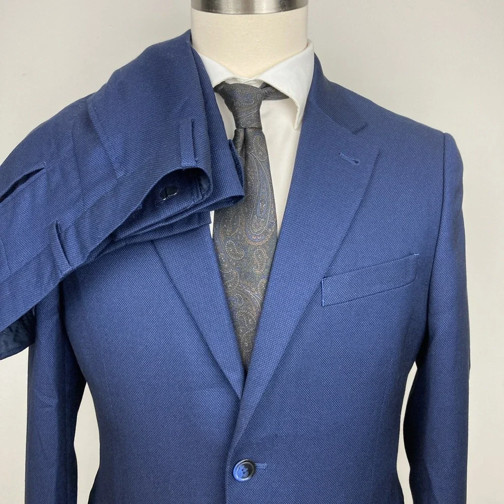 Nautica Men's 2-Pc Suit‎ Blue Birdseye Jacket Blazer 42R Pants 38Wx31L